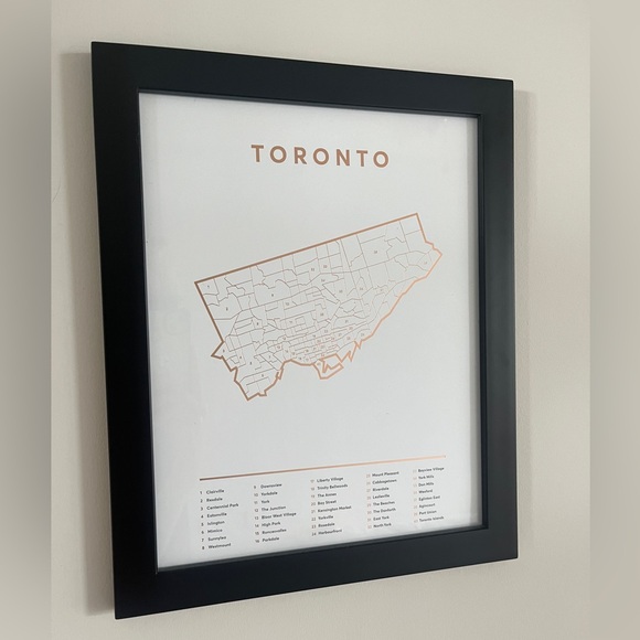 Toronto Neighborhoods print in gold foil with black frame - Picture 2 of 4